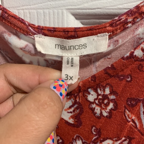 Brick Red Floral Maurice’s Top - Picture 7 of 11